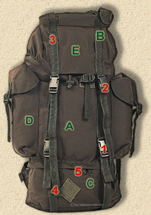 Feldrucksack, Typ Bundeswehr, Ausführung optional mit verstärkter Gurtaufnahme